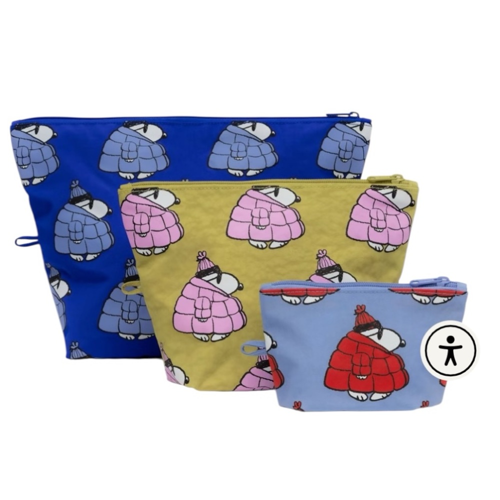 BAGGU X Peanuts Go Pouch Set In Puffer Snoopy - Picture 2 of 8